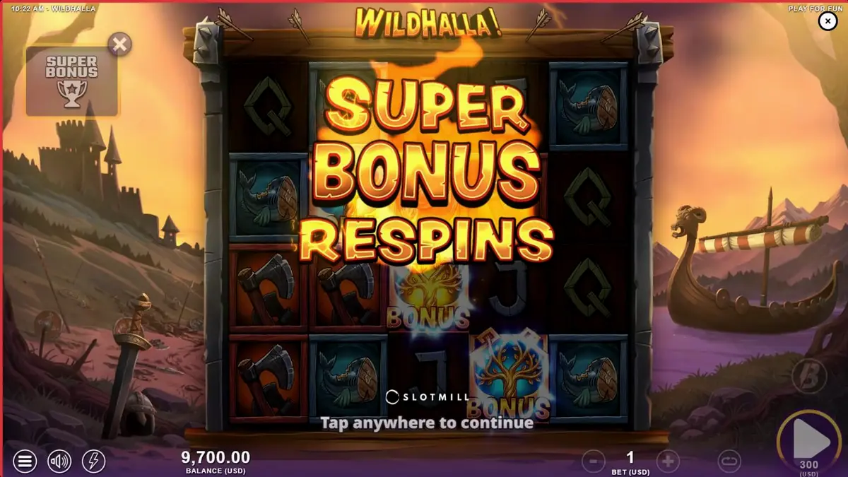 Cenário épico do jogo de slot Wildhalla com elementos nórdicos e vikings