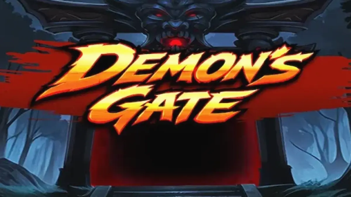 Interface do jogo de slot Demon's Gate com tema de portal sombrio